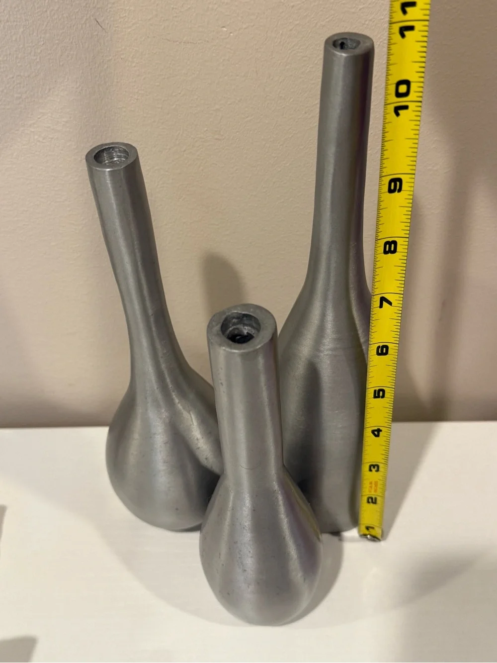 Vintage Silver Metal Decorative Bud Vases - Set of 3
